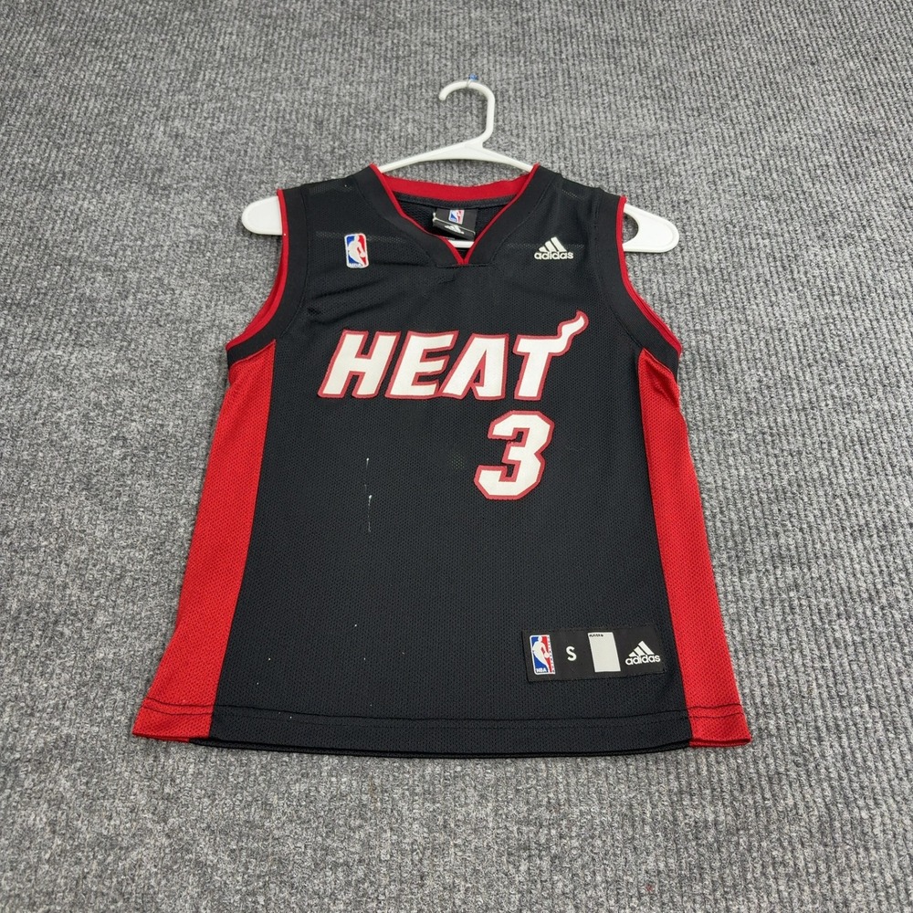 Miami Heat Adidas Jersey Youth S Black 100% Nylon Dwyane Wade 3 Basketball Sport